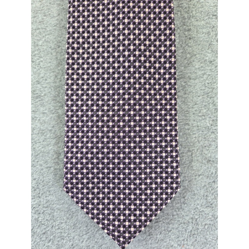 La Vita Di Moda Silk Tie Mens Purple Black Geometric Pattern Made in Italy